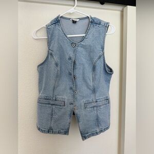 American Eagle Outfitters Light Blue Denim Vest